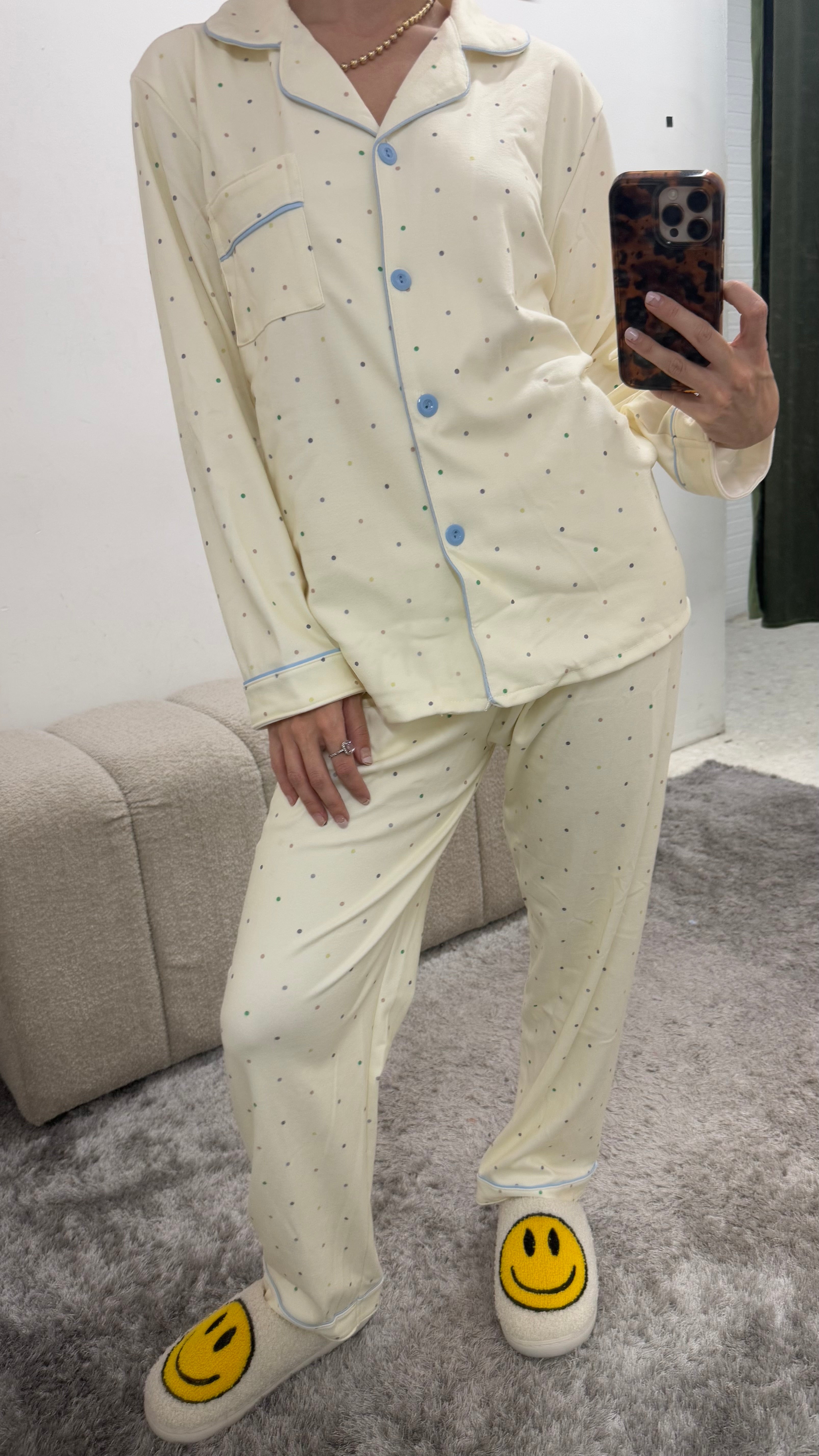 Beige Polka Dot Pijamas