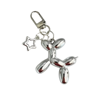 Silver Balloon Dog Keychain