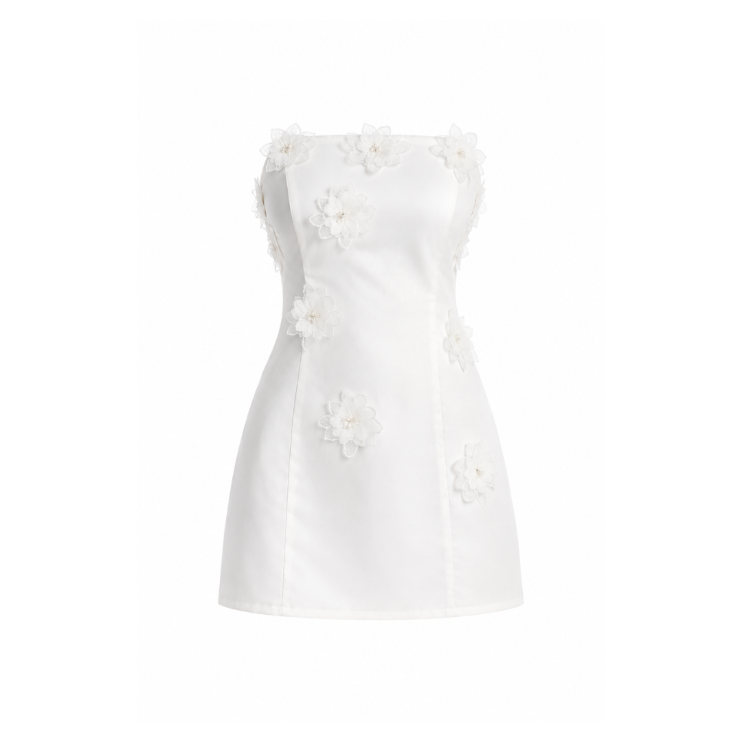 Mila Strapless Flower Dress