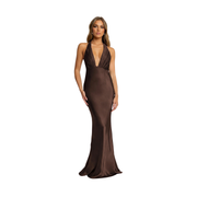 Cora Brown Halter Dress