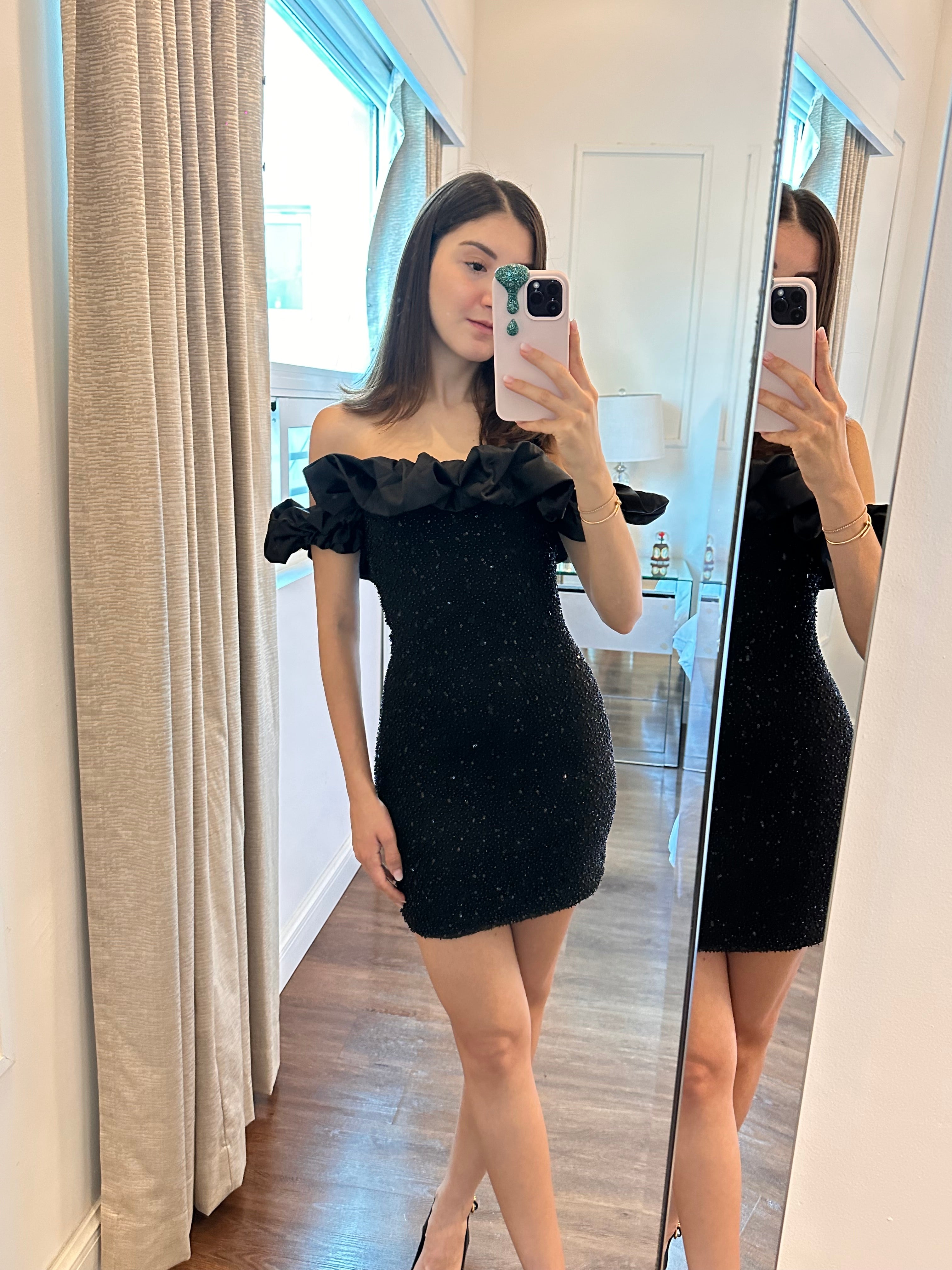 Shimmering Black Mini Dress