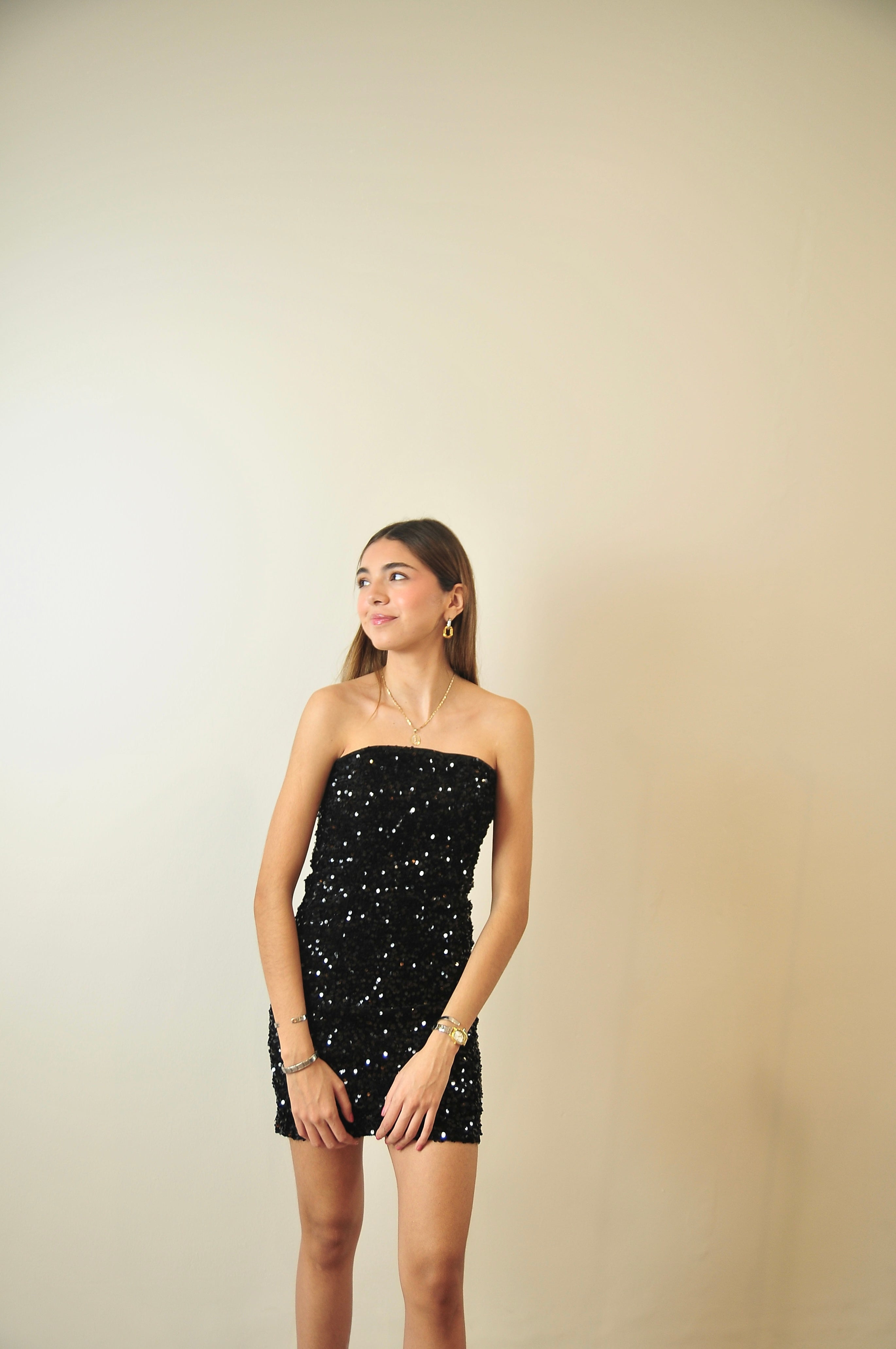 Delia Strapless Sequin Dress