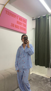 Blue Lines & Red Hearts Pijamas