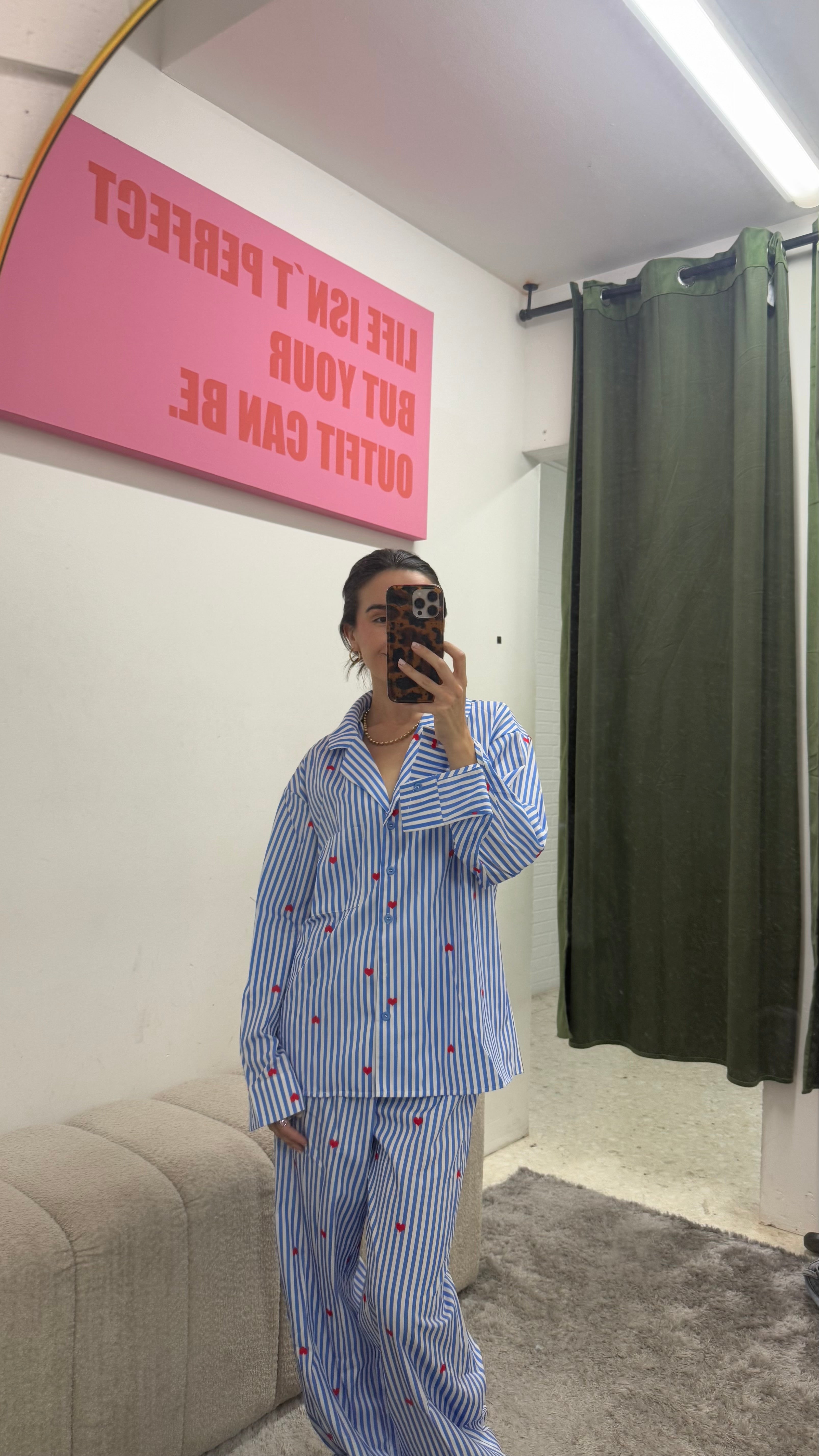 Blue Lines & Red Hearts Pijamas