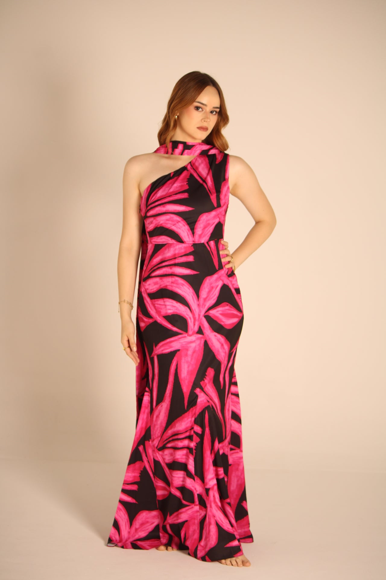 Tropical Black & Pink Dress