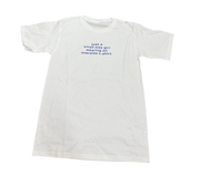Just a small girl wearing an oversized t-shirt