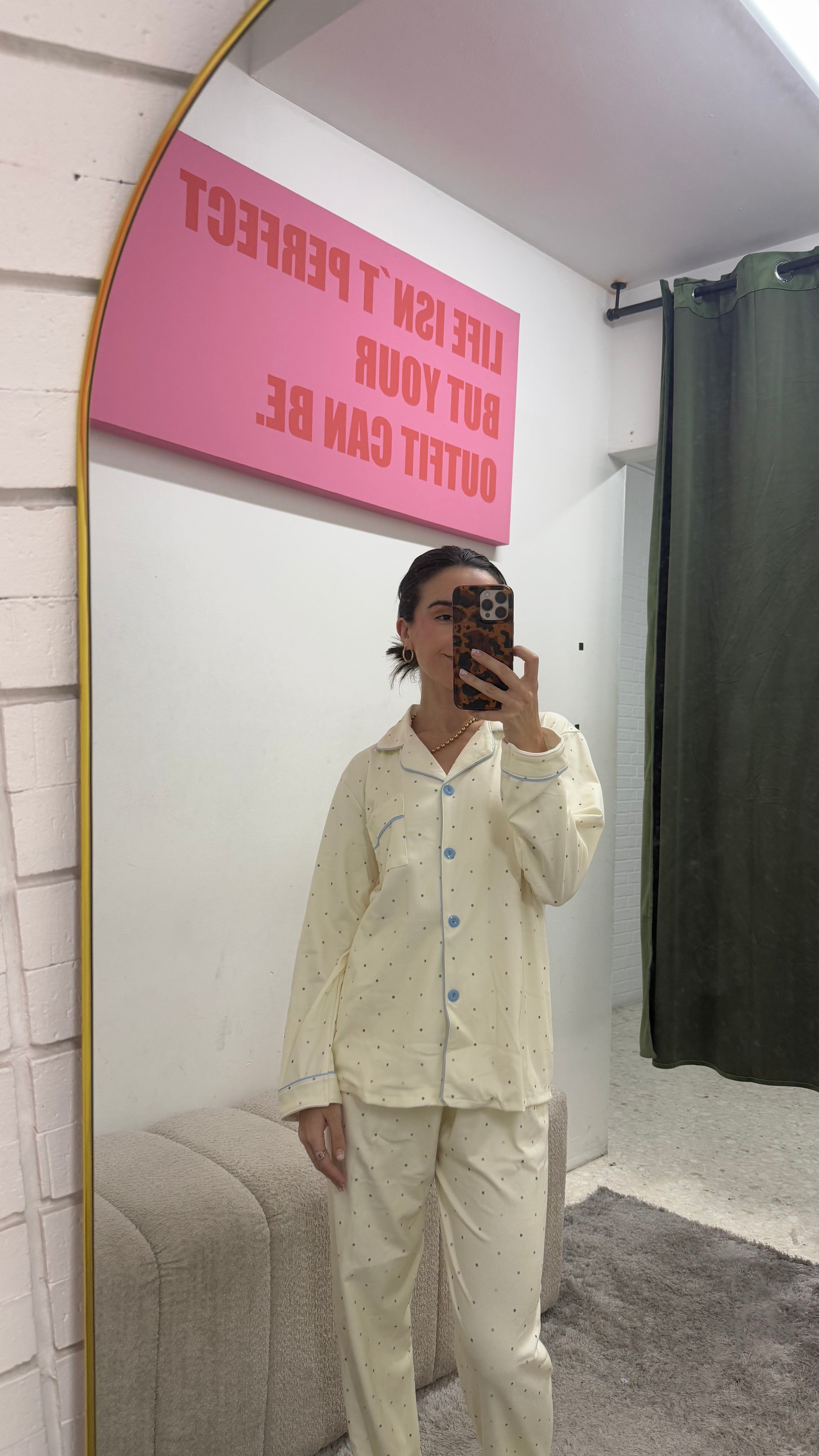 Beige Polka Dot Pijamas