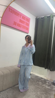 Blue Stripes & Purple Pijamas