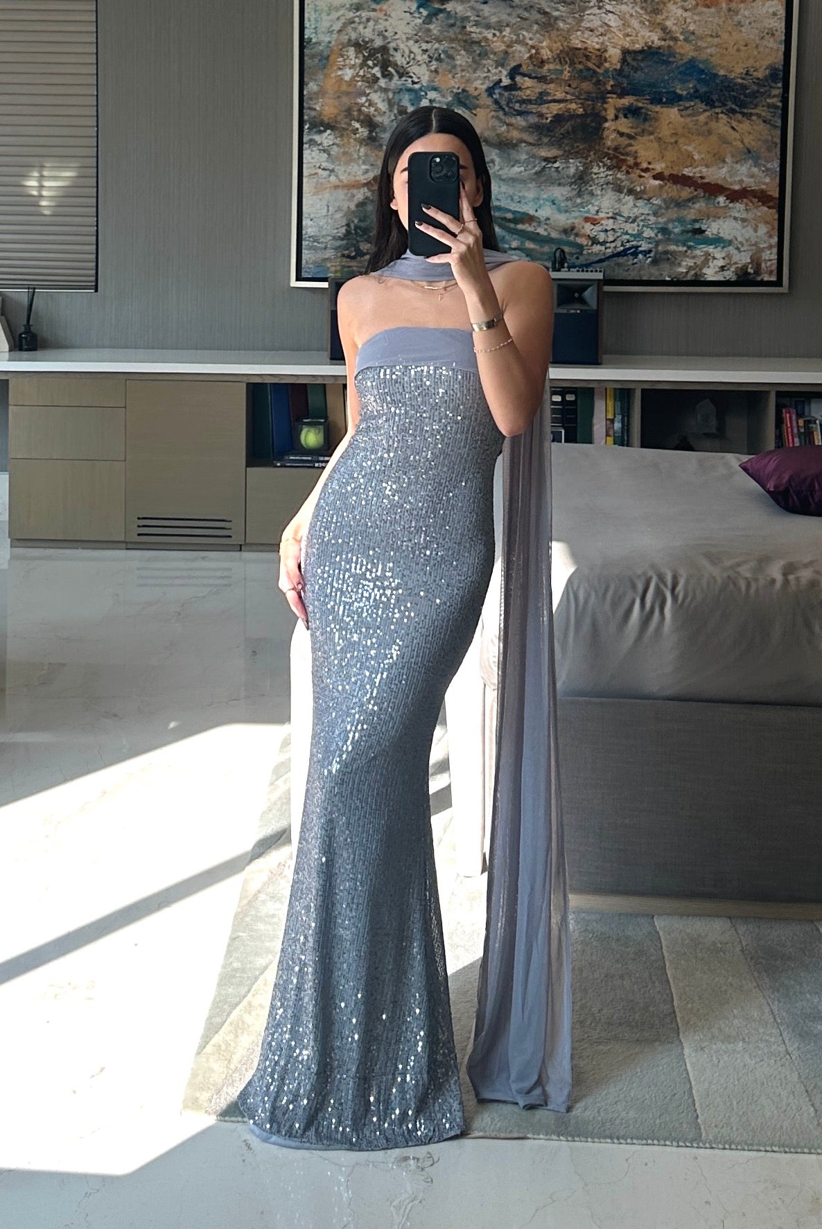 Isabelle Sequin Dress – Silver