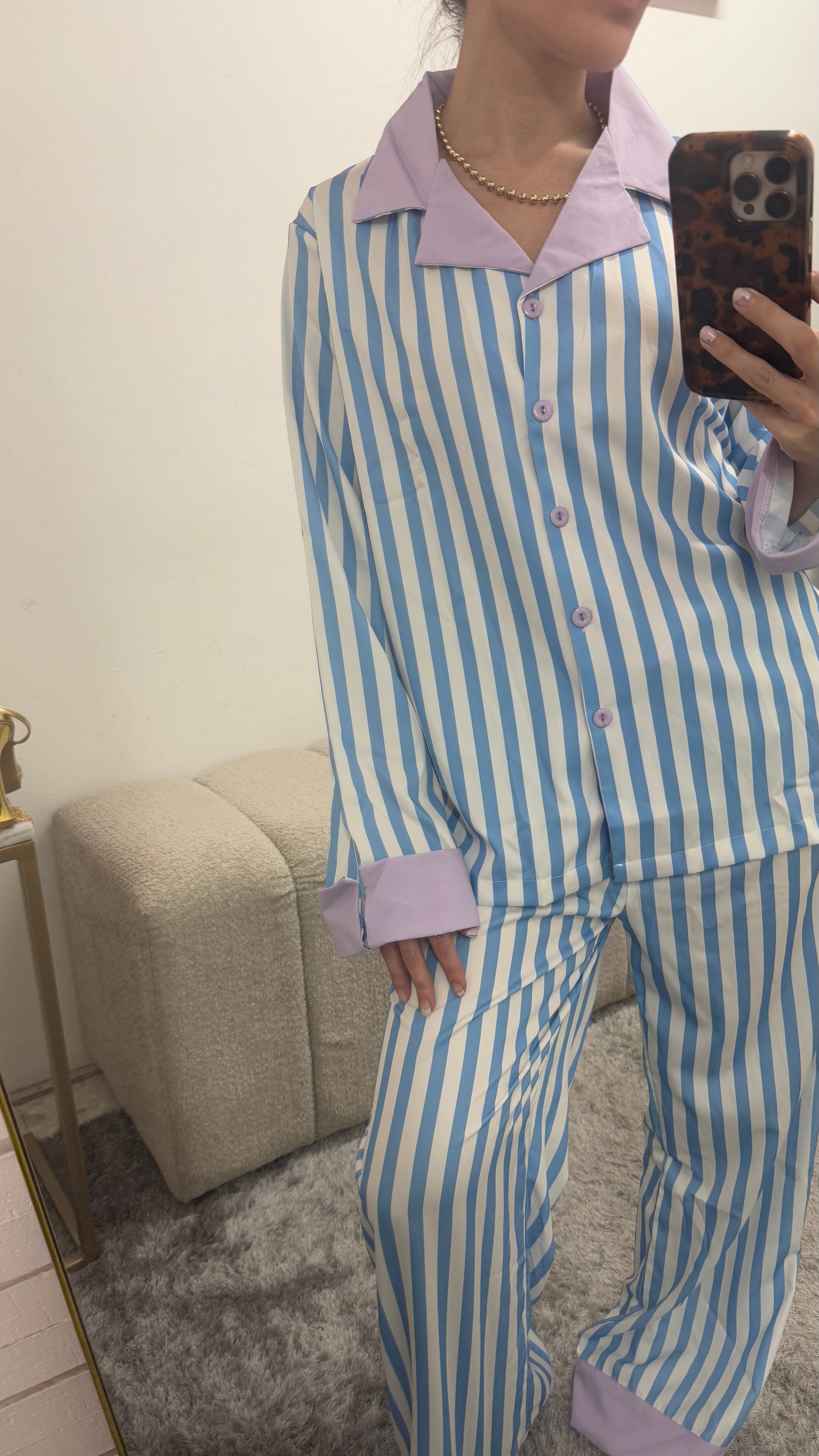 Blue Stripes & Purple Pijamas