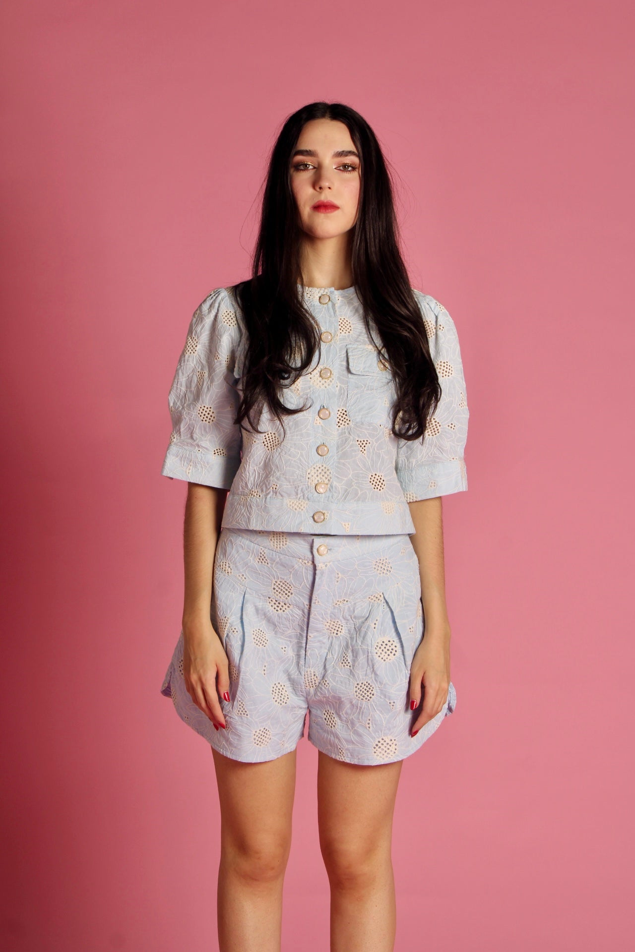 Floral Blue Set Set Short y Blusa