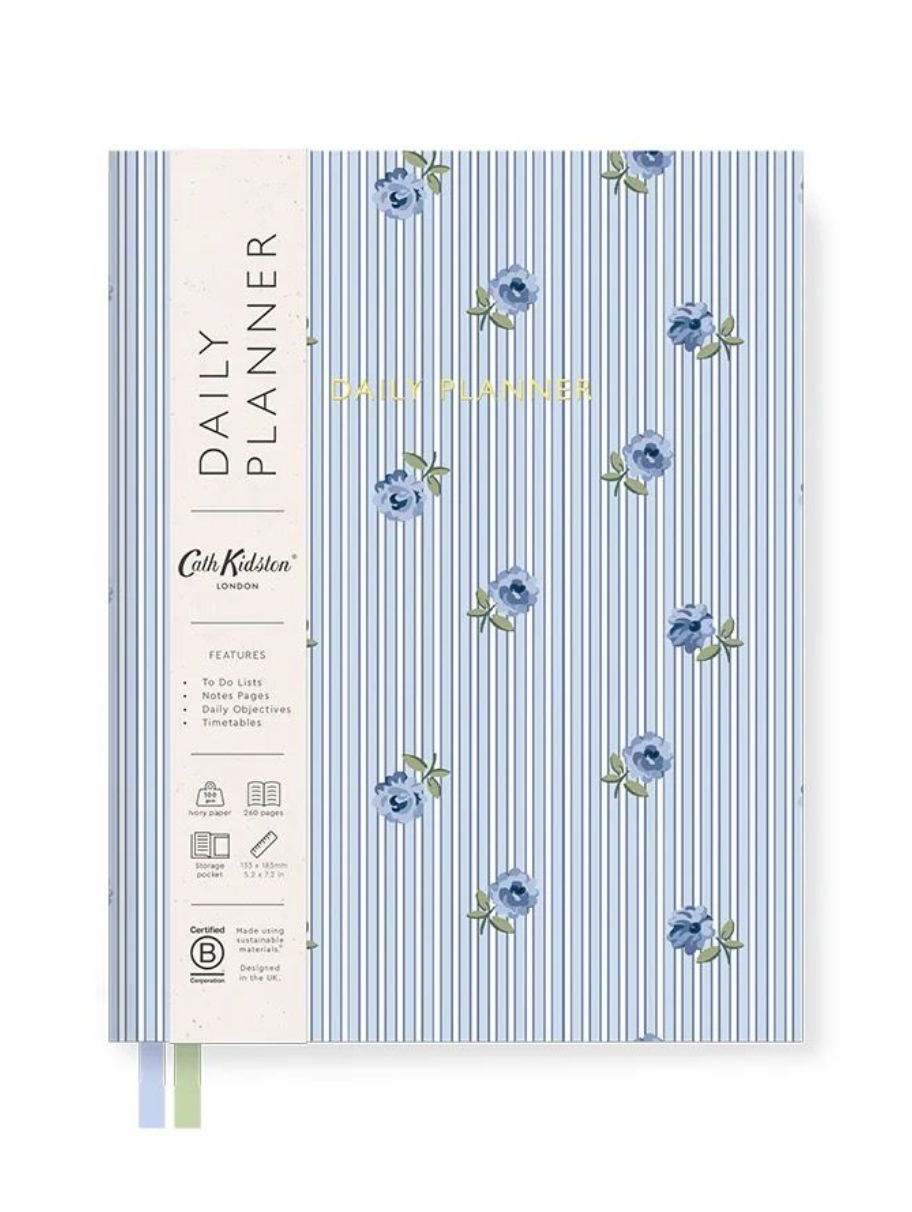 Blue Stripe Floral Daily Planner
