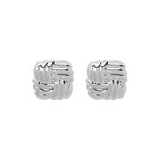 Aretes Cuadrados Líneas Plateados