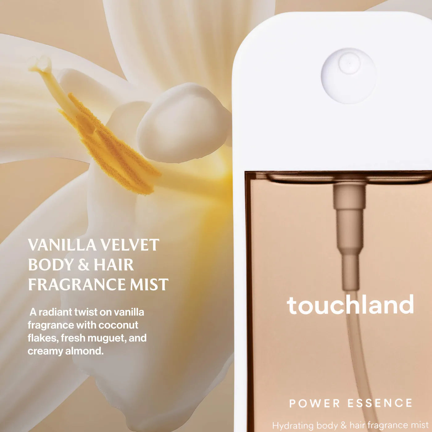 Touchland 
Vanilla Velvet Power Essence Body & Hair Fragrance Mist