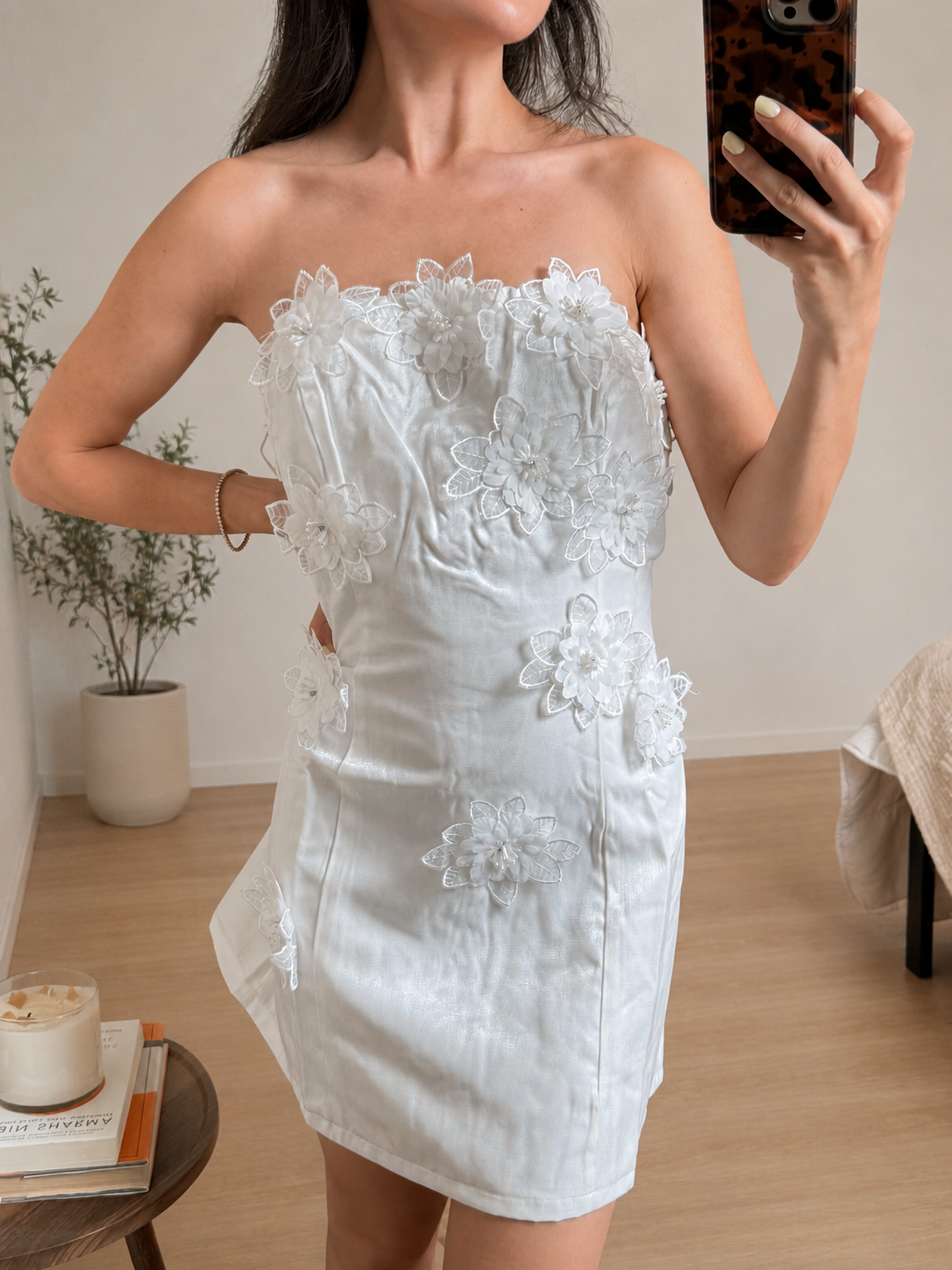Mila Strapless Flower Dress