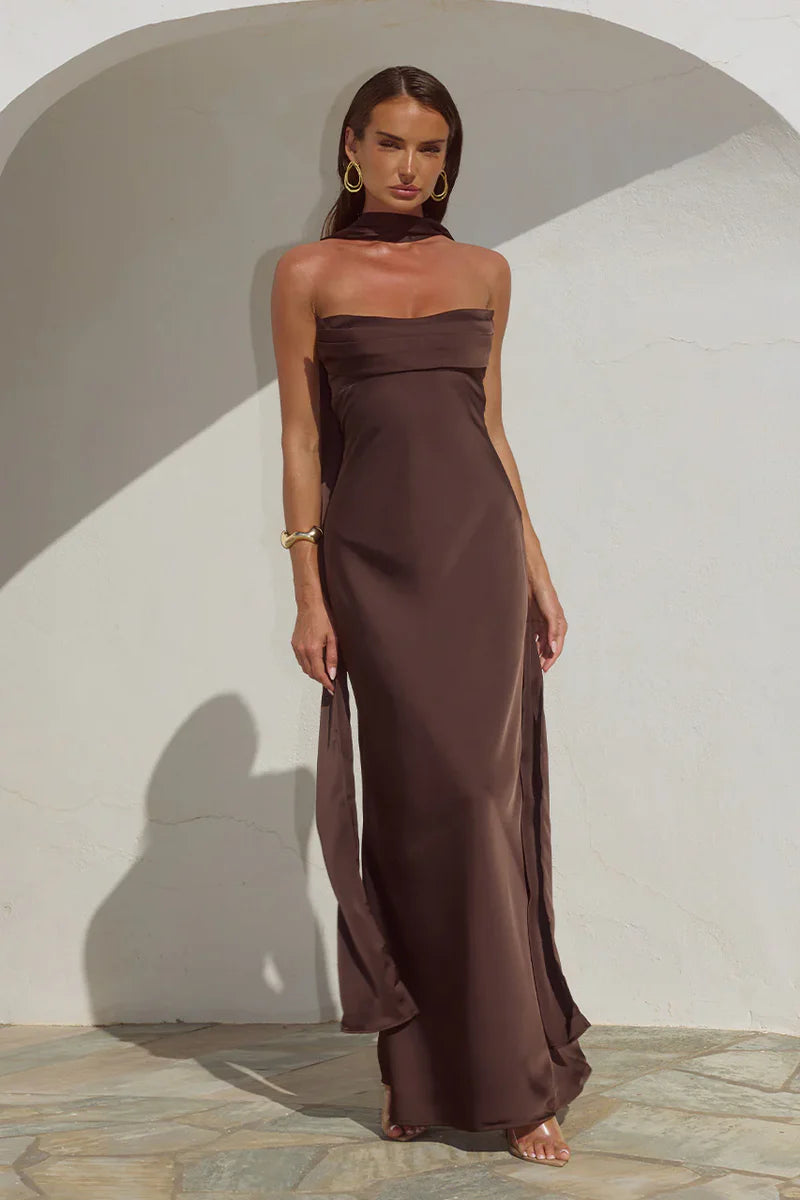 Madeleine Chocolate Maxi Dress