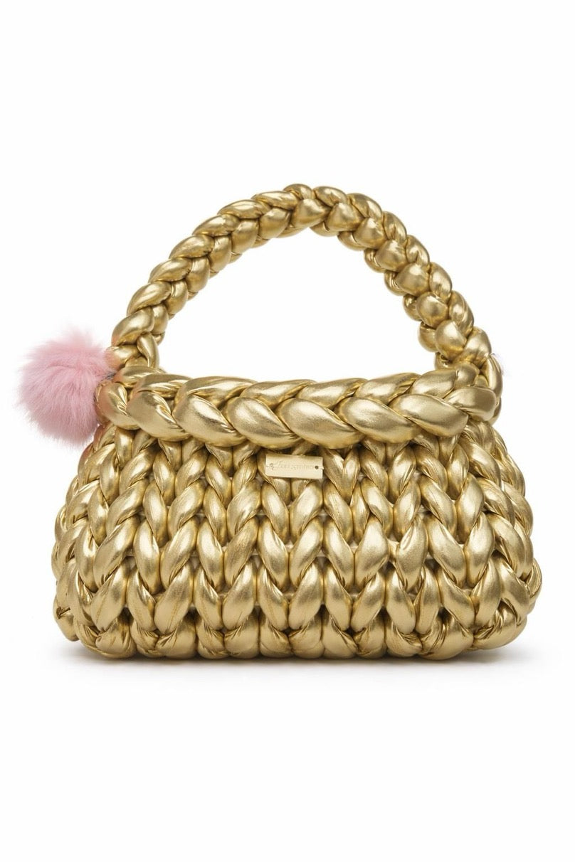 Bolso Aira Mediano Dorado Metálica