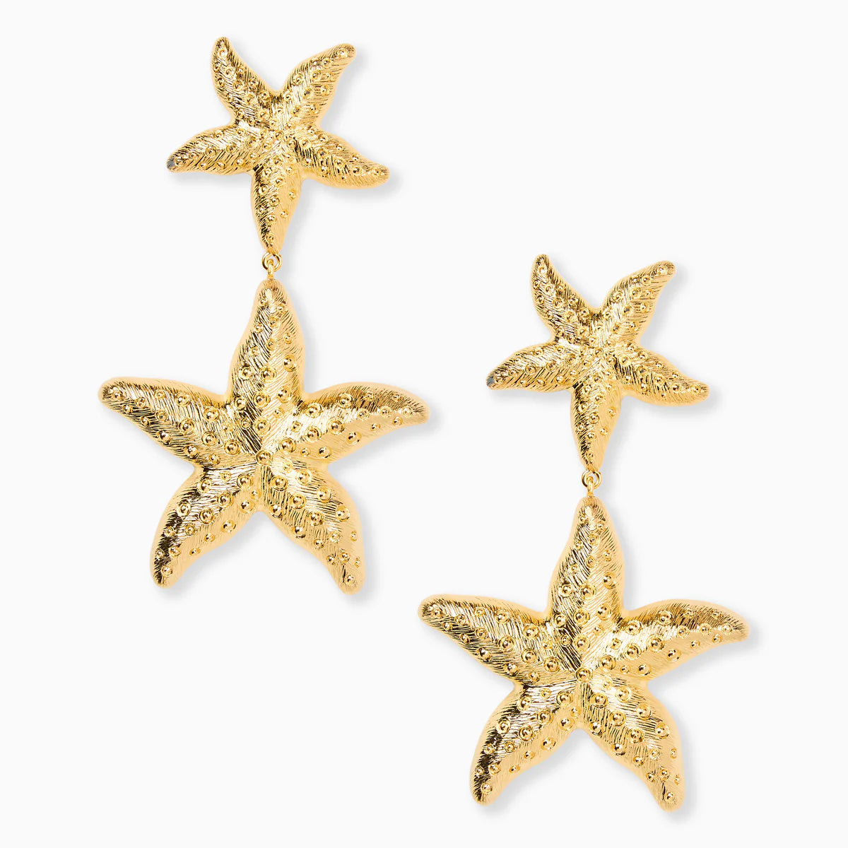 Arete chapa de oro 2 estrellas de mar textura