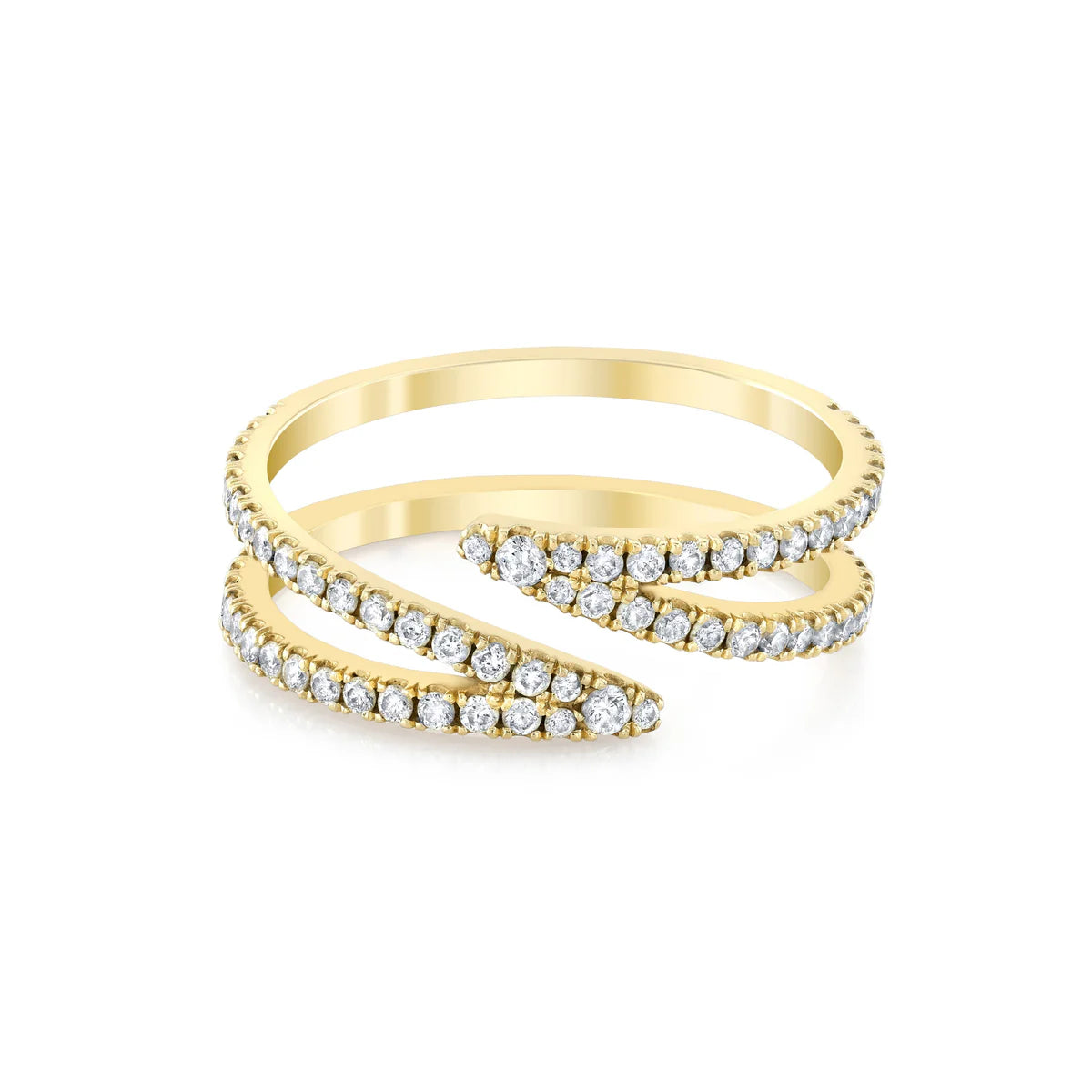 Anillo chapa de oro doble hoja con zirconias
