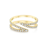 Anillo chapa de oro doble hoja con zirconias