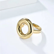Anillo chapa de oro circulo chunky