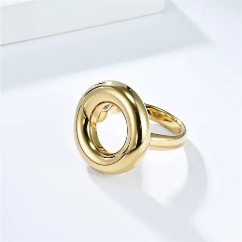 Anillo chapa de oro circulo chunky
