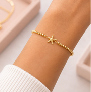 Pulsera chapa de oro bolitas estrella de mar