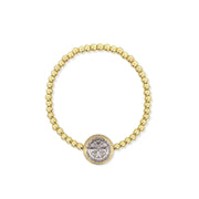 Pulsera chapa de oro tubo y bolita San Benito