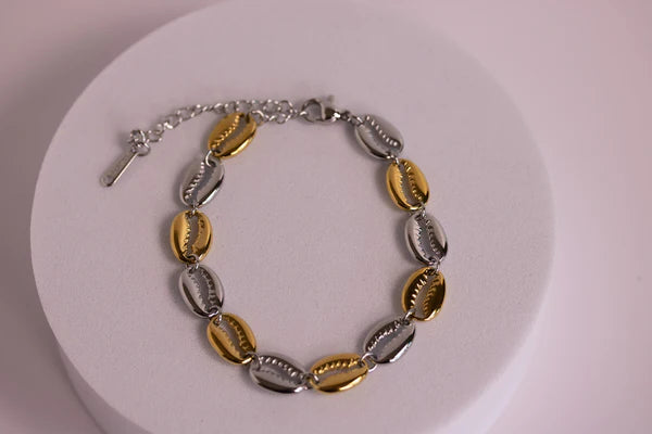 Pulsera conchas bicolor