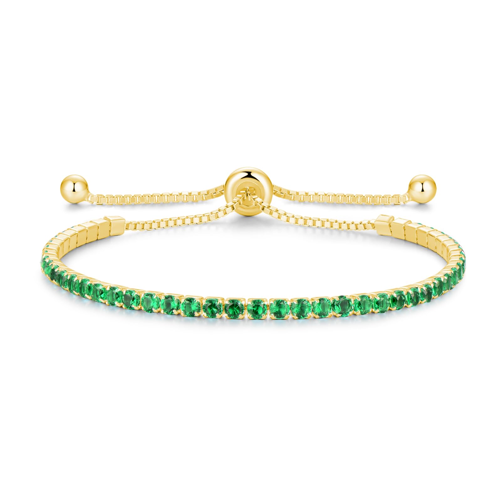Pulsera Chapa De Oro Zirconia Verde RMB-41
