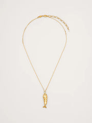 Collar chapa de oro pez dorado grande