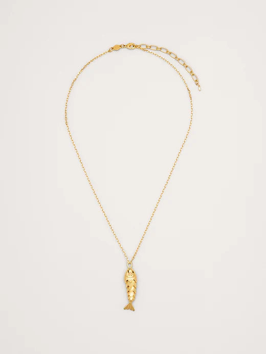Collar chapa de oro pez dorado grande