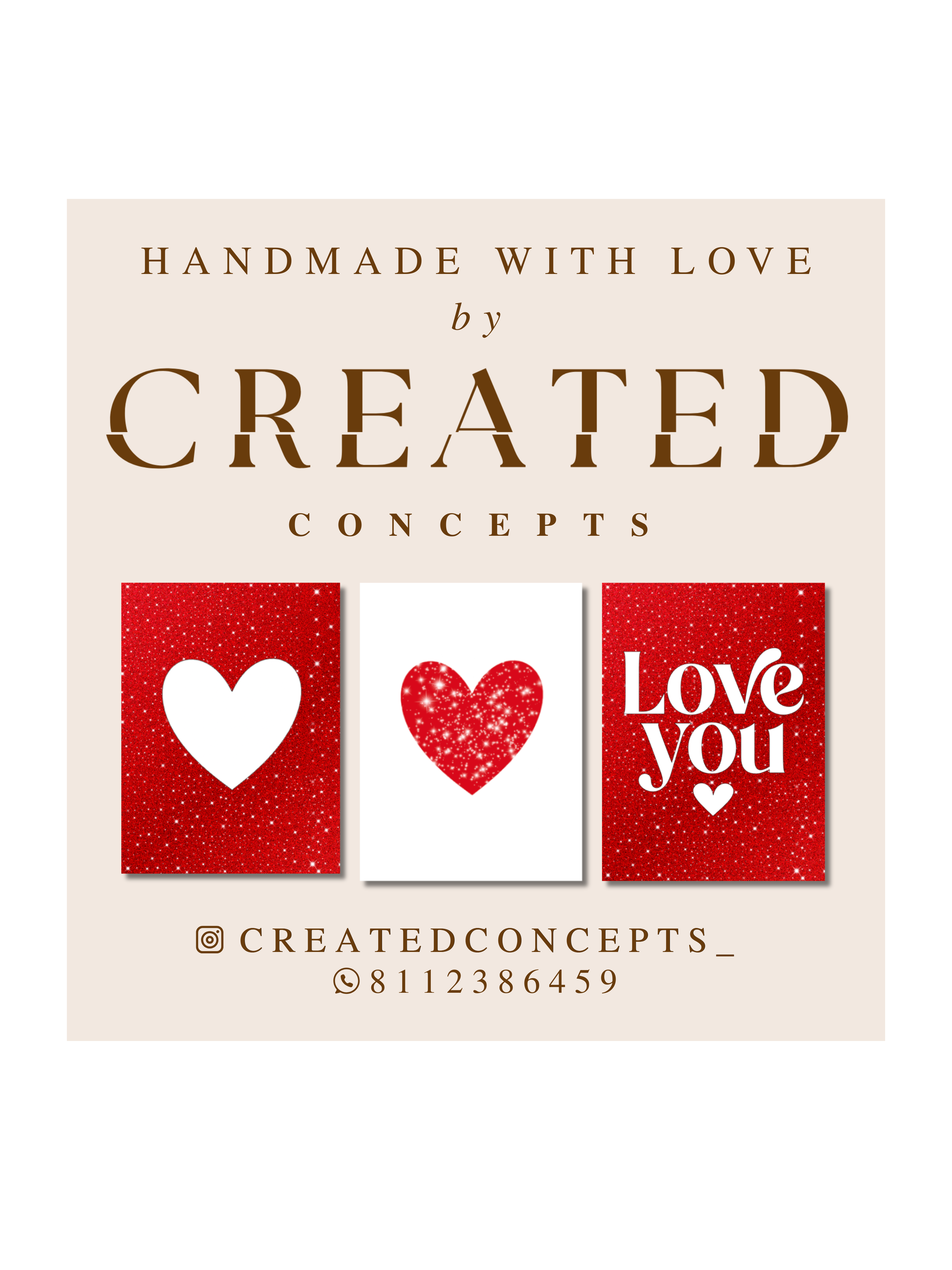 Love Glitter Cards 3pz