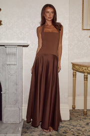Odina Square Neck Maxi Dress Chocolate