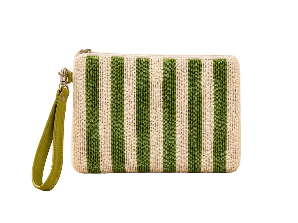 Green Striped Large Pouch