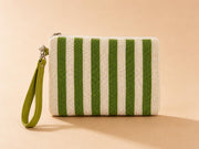 Green Striped Large Pouch