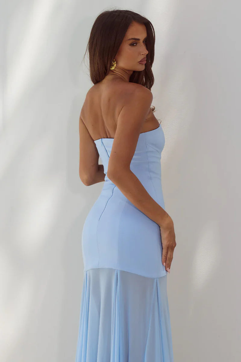 Remi Maxi Strapless Dress Baby Blue