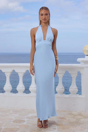 SYLVIE PLUNGE V NECK MAXI BABY BLUE