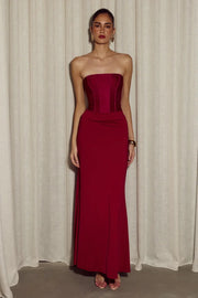 Taleah Strapless Corset Maxi Dress Cherry