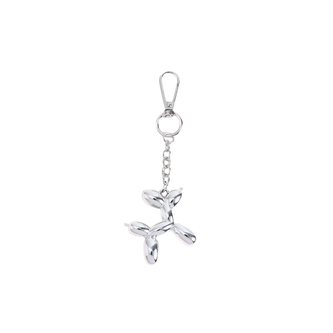 Silver Balloon Dog Keychain
