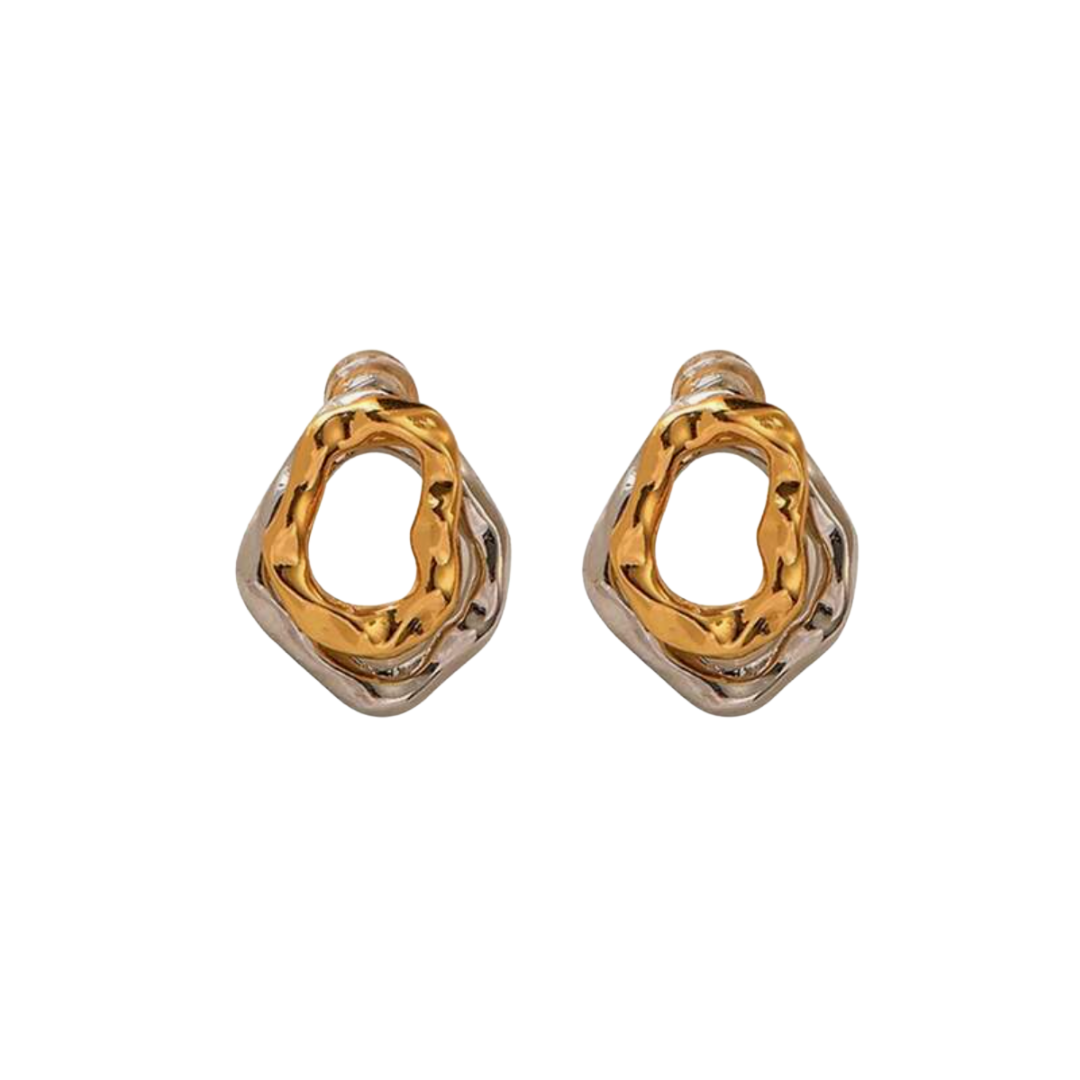 Aretes Asimetricos Dorados y Plateados