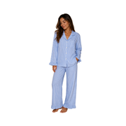 Blue Solid Stripes Pijamas